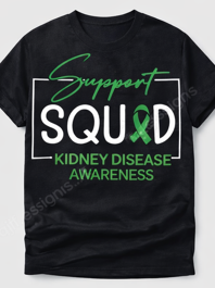 Support Squad Kidney Disease Awareness | Green Ribbon Support Graphic T-Shirt