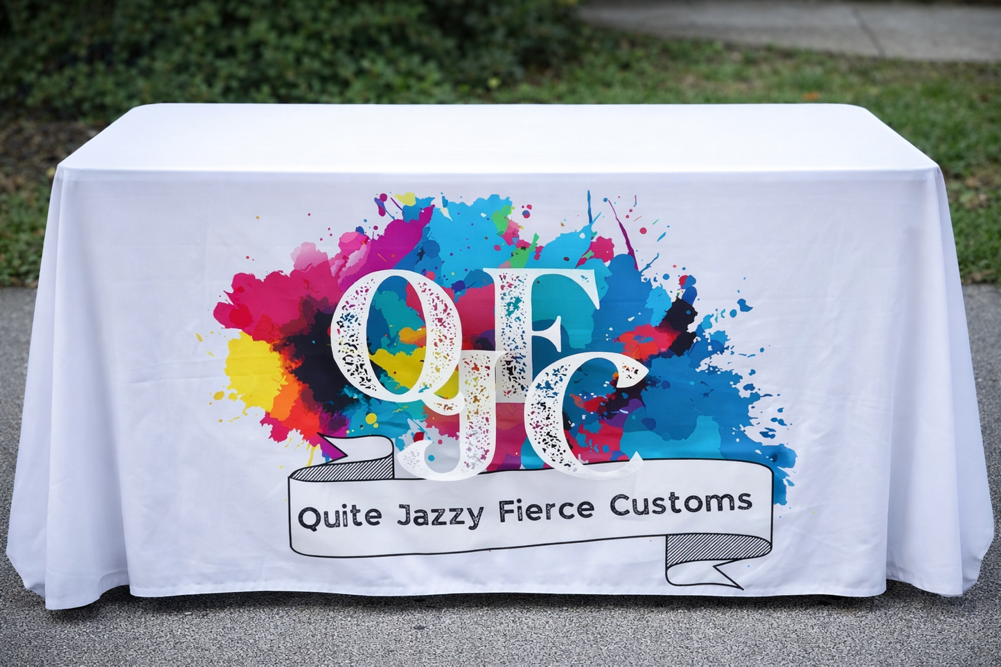 Quite Jazzy Fierce Custom Tablecloth – Branded Promotional Display for Vendors & Events