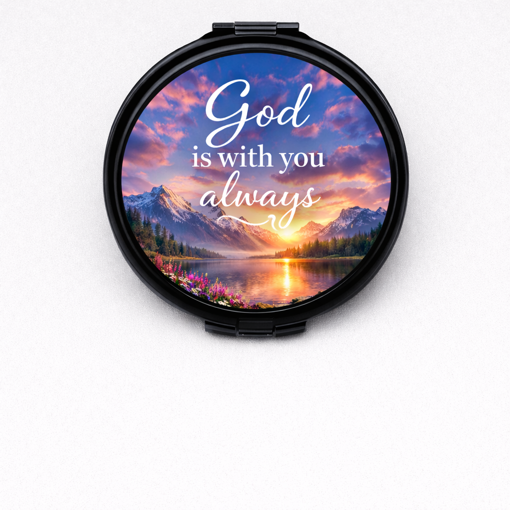 Customized Compact Mirror – Inspirational Edition | God Is With You Always